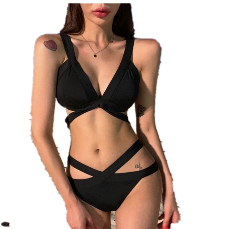 Bộ Bikini 2 Mảnh Buộc Dây Hở Lưng Phong Cách Âu Mỹ Quyến Rũ