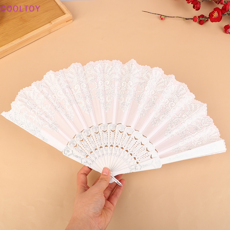 Quạt Xếp Cầm Tay Phối Ren Hoa Thời Trang Dành Cho Tiệc Cưới