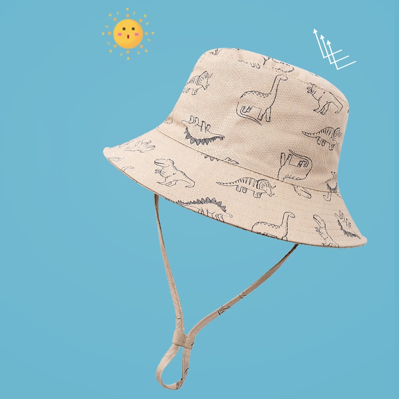 Nón Tai Bèo Mỏng Họa Tiết Khủng Long Đáng Yêu Thời Trang Mùa Hè Dành Cho Trẻ