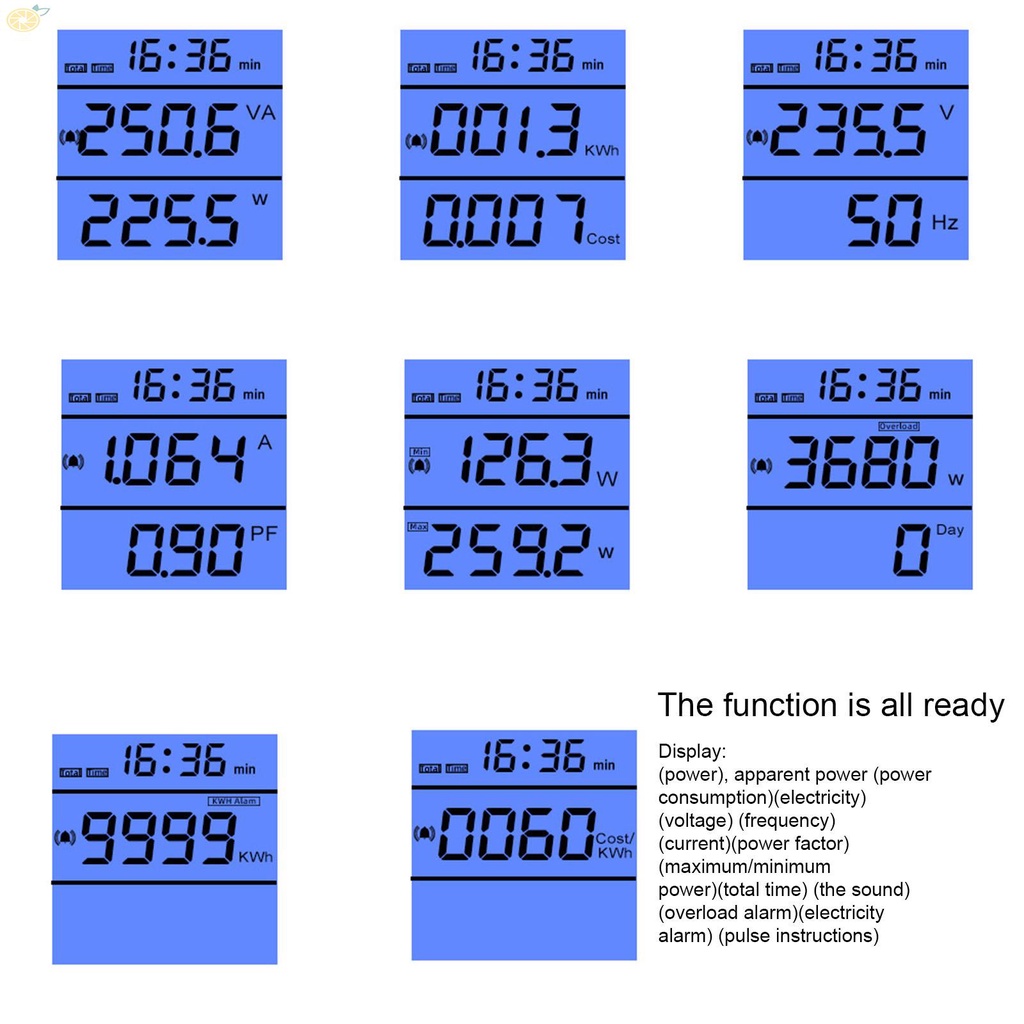 【VARSTR】Power Meter Socket Current: Maximum 16 A Frequency: 50 HZ Billing Socket