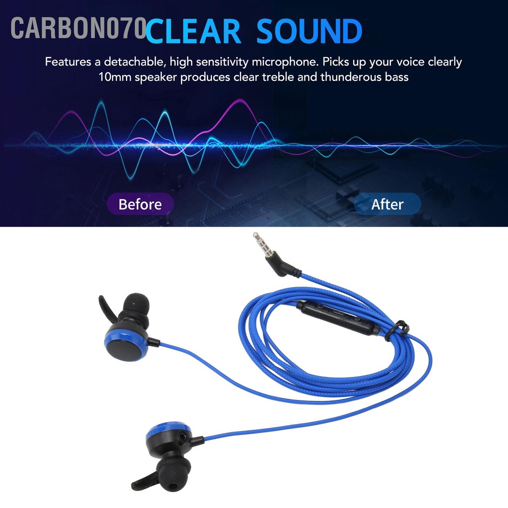 Carbon070 Tai Nghe Chơi Game 3.5Mm Nhét Trò Có Dây Khử Tiếng Ồn Mic Thể Điều Chỉnh Tháo Rời Cho PS4 Dành Máy Tính Xbox One