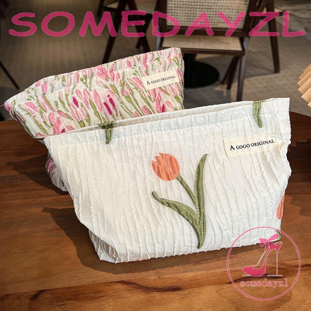 Somedayzl Túi Đựng Mỹ Phẩm / Đồ Vệ Sinh Cá Nhân Mềm Mại Sức Chứa Lớn Có Khóa Kéo Phong Cách Hàn Quốc