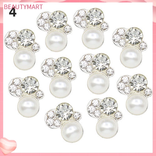 Bộ 10 Miếng Dán Móng Tay Nghệ Thuật Bằng Hợp Kim Đính Đá Pha Lê Xinh Xắn DIY