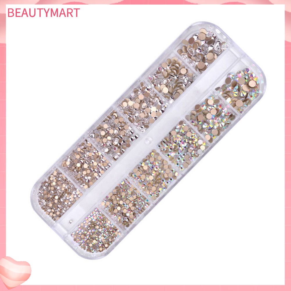 Set 1440 Hạt Kim Cương Giả 12 Ngăn Dán Trang Trí Móng Tay DIY