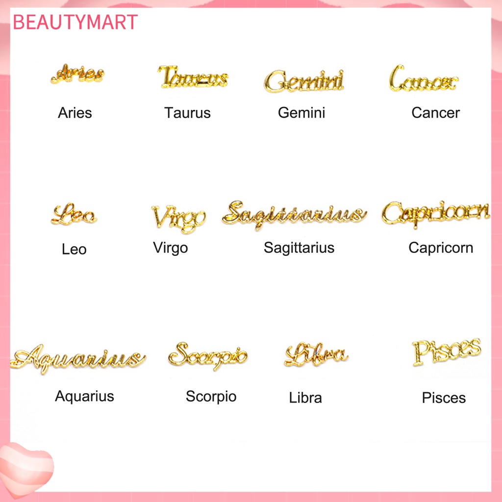 Set 12 Phụ Kiện Trang Trí Móng Tay Tạo Hiệu Ứng 3D DIY Hình Chữ Cái Đính Đá