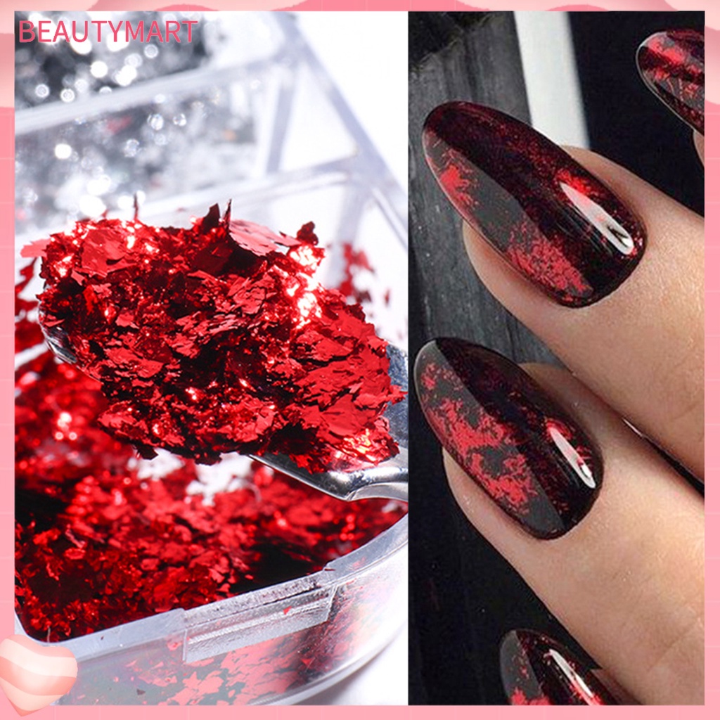 Hộp 6 Ngăn Lá Nhôm Dán Trang Trí Móng Tay Sáng Tạo