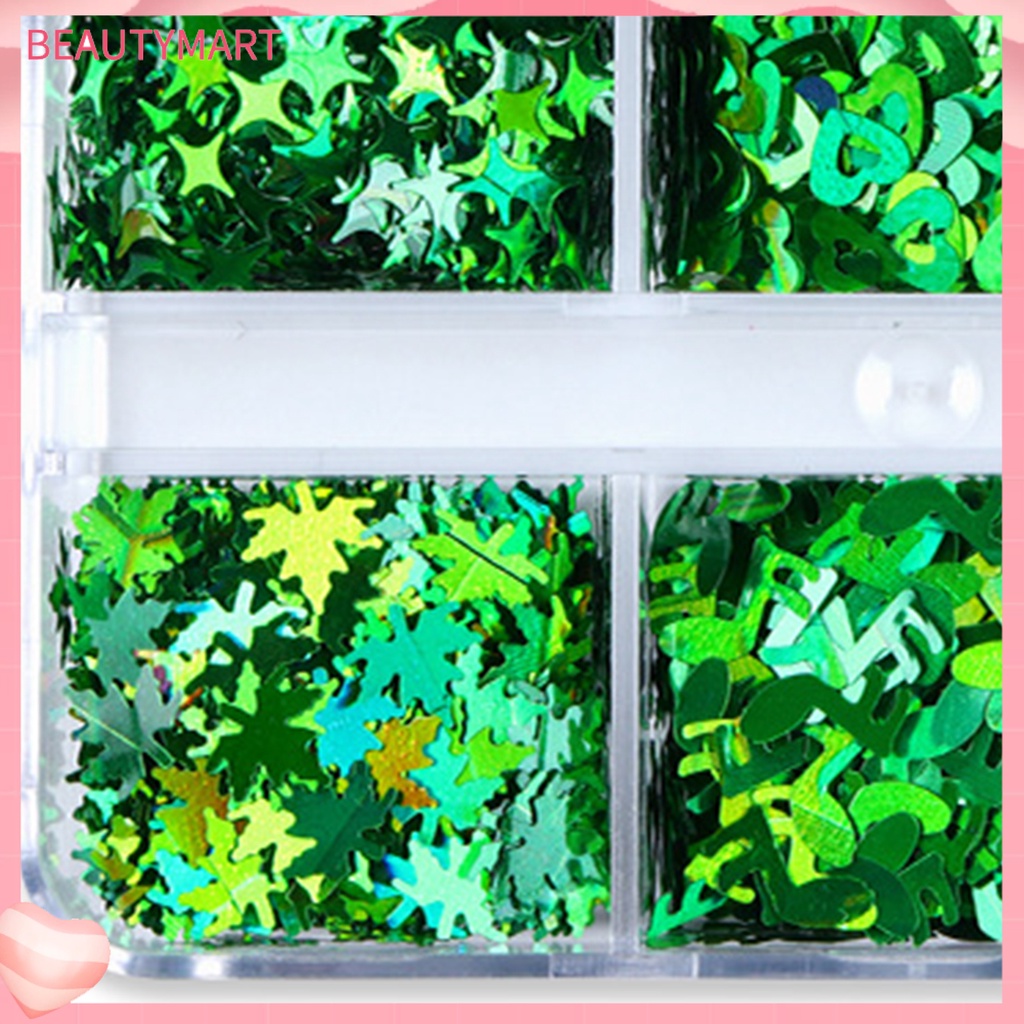 Hộp 6 Ngăn Đựng Hạt Sequin Lấp Lánh Trang Trí Móng Nghệ Thuật Cho Nữ