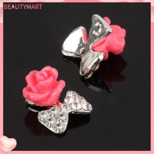 Bộ 10 Miếng Dán Móng Tay Họa Tiết Hoa Đính Đá Lấp Lánh Thời Trang DIY