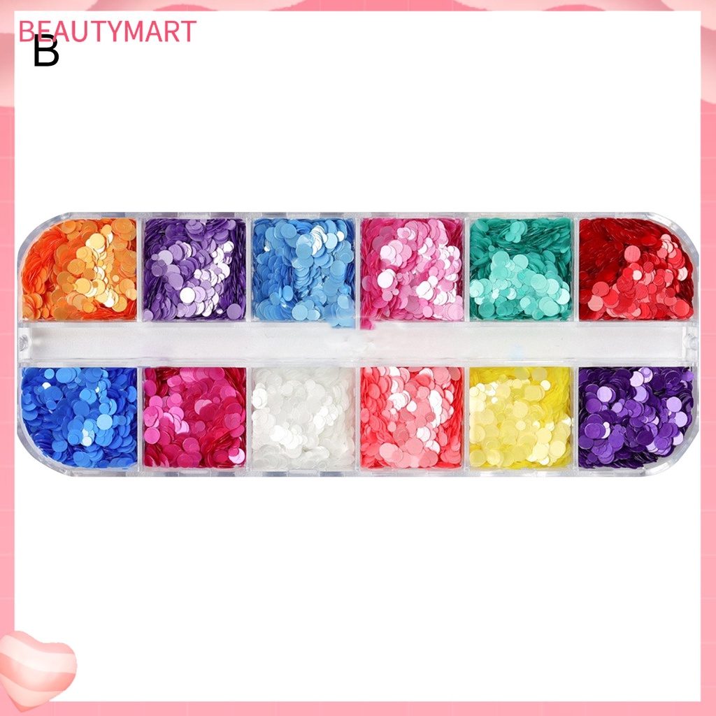 Hộp 12 Ngăn Đựng Hạt Kim Sa Tròn Nhiều Hình Dạng Màu Kẹo Làm Móng Nghệ Thuật Cho Nữ