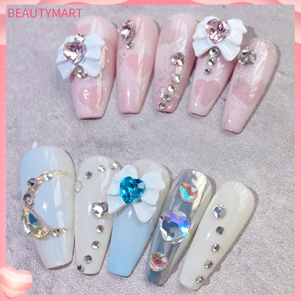 Set 2 Phụ Kiện Trang Trí Móng Tay Hình Nơ Đính Đá Xinh Xắn