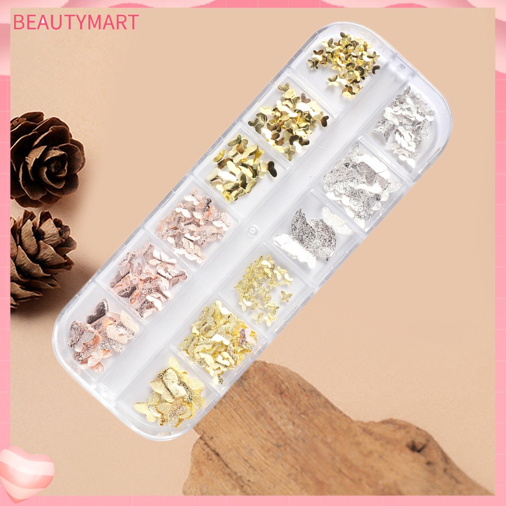 1 Hộp Phụ Kiện Trang Trí Móng Tay Nghệ Thuật Tạo Hiệu Ứng Hình Bướm Nhiều Màu Sắc Lấp Lánh Charms