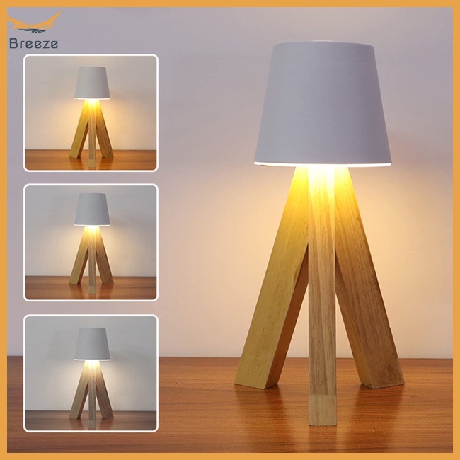 Đèn Led Để Bàn Bằng Gỗ Phong Cách Retro Thời Trang Sáng Tạo Có Thể Sạc Lại Cho Phòng Khách / Phòng Ngủ