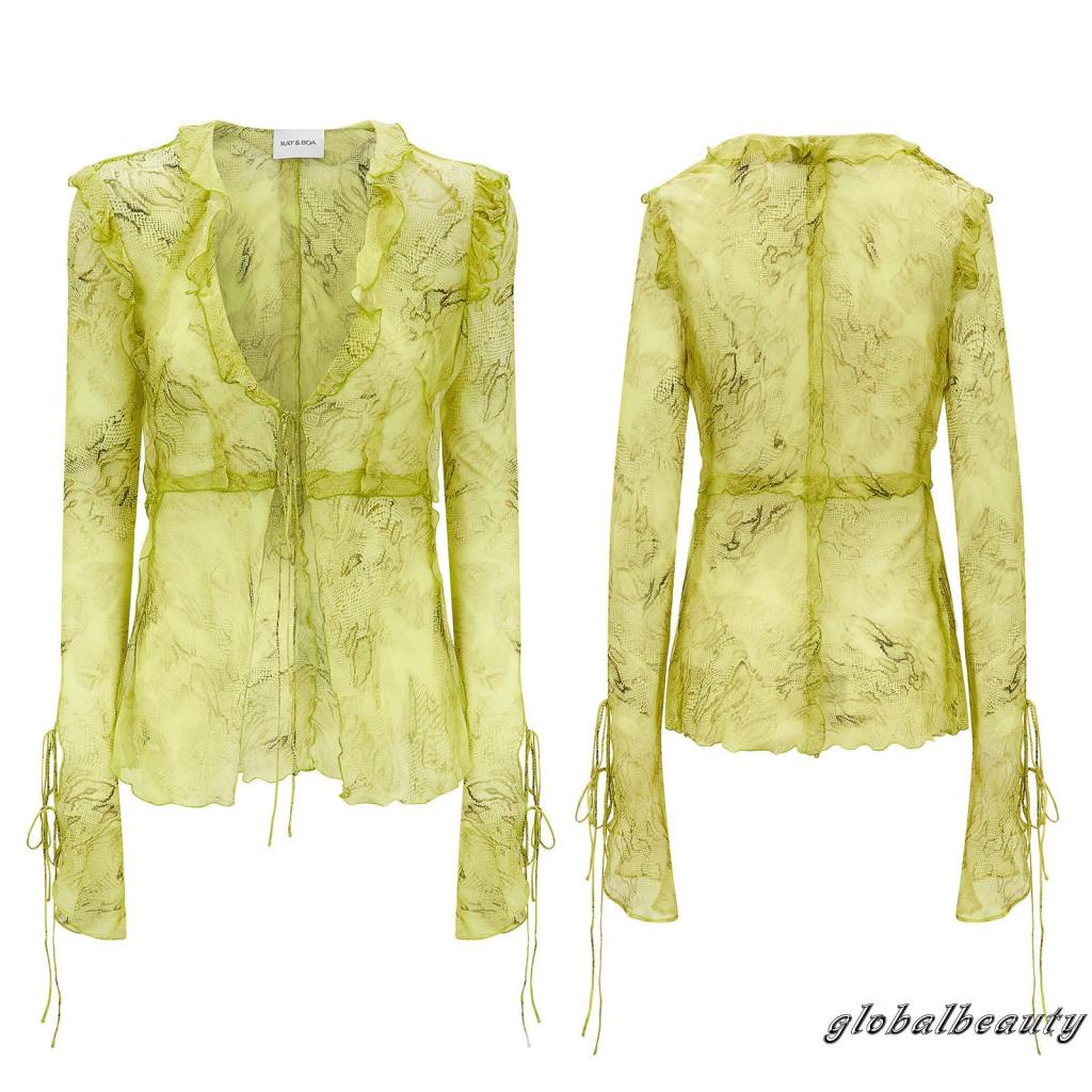 Bộ Trang Phục 2 Mảnh Gồm Áo Dài Tay Cổ Chữ V Thắt Dây Và Chân Váy Dài Thời Trang Mùa Xuân Cho Nữ