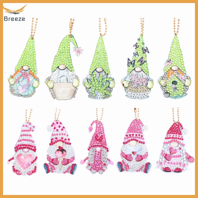 Set 5 Móc Khóa Đính Đá Resin 5d Tự Làm Dành Cho Người Mới Bắt Đầu