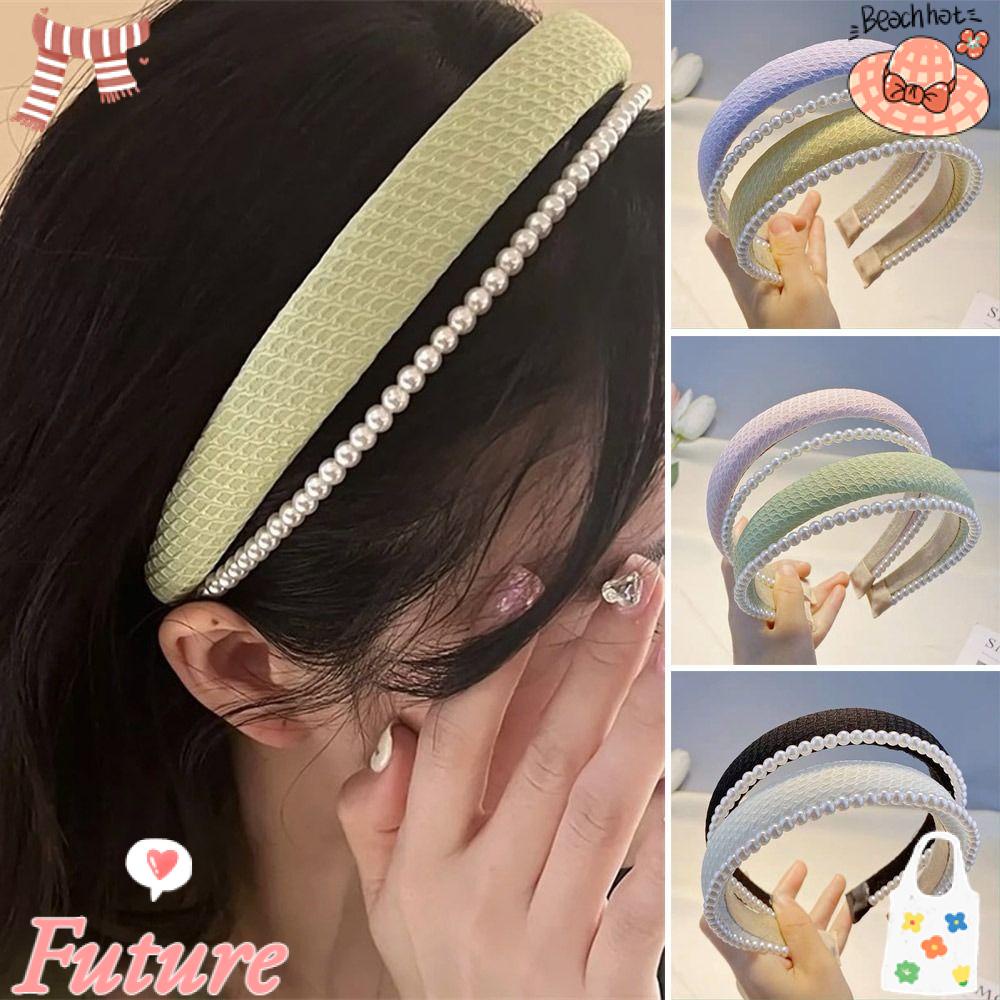 Băng Đô Rửa Mặt Bằng Bọt Biển Màu Trơn Hai Lớp Dành Cho Nữ