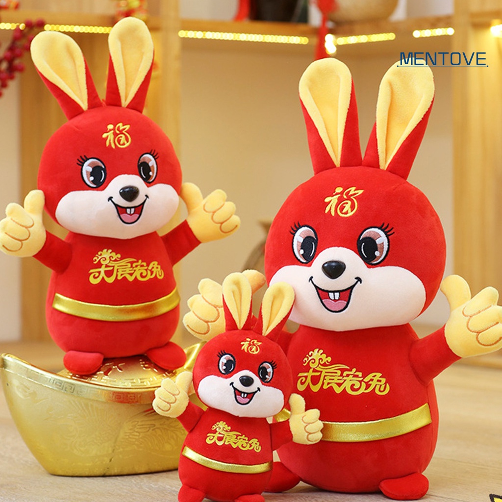 Đồ chơi nhồi bông Hình Thỏ 3D Phong Cách Trung Hoa 16 / 20 / 25 / 30 / 40cm Cho Năm Mới