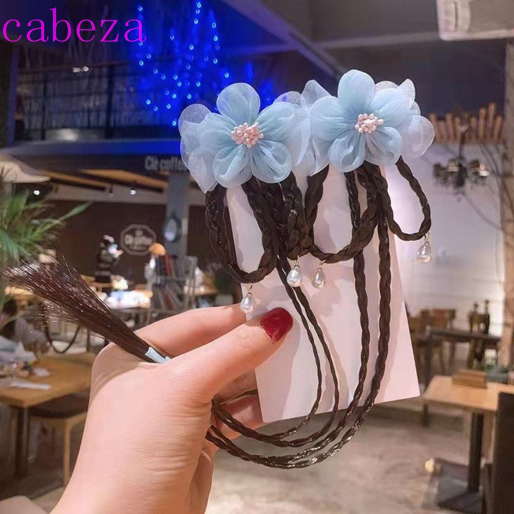 Kẹp Tóc Giả Hóa Trang / Hóa Trang / Hán Phục Bằng Lông Chồn Chất Lượng Cao Họa Tiết Hoa Phối Tua Rua Phong Cách Trung Hoa