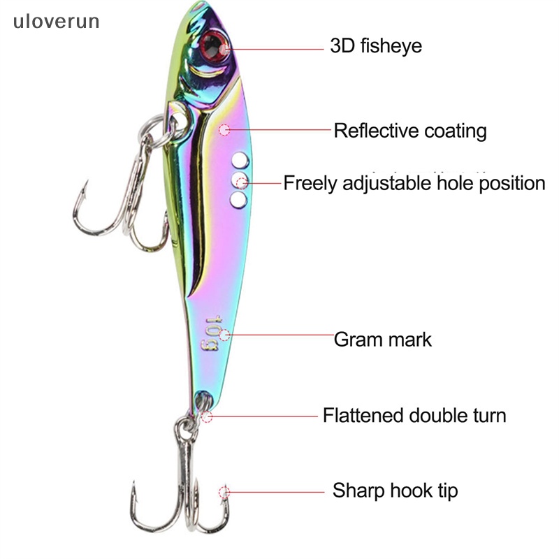 Uloverun 1 Mồi Câu Cá Rung Kim Loại Dài Nhiều Màu Sắc