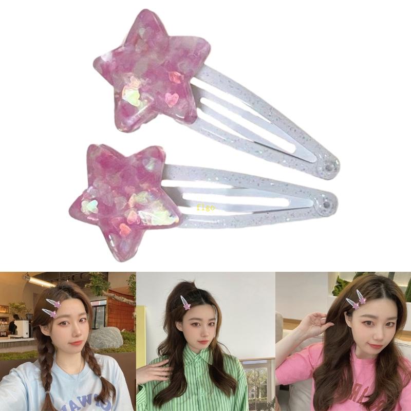 Kẹp Tóc Mái Bằng Nhựa Màu Hồng Đính Kim Sa Lấp Lánh Phong Cách Y2K Dành Cho Bạn Nữ