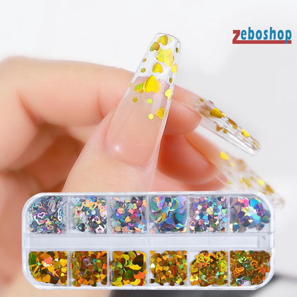 Sơn Móng Tay Siêu Mỏng Họa Tiết Trái Tim Đính Kim Sa Lấp Lánh Thời Trang Cho Nữ