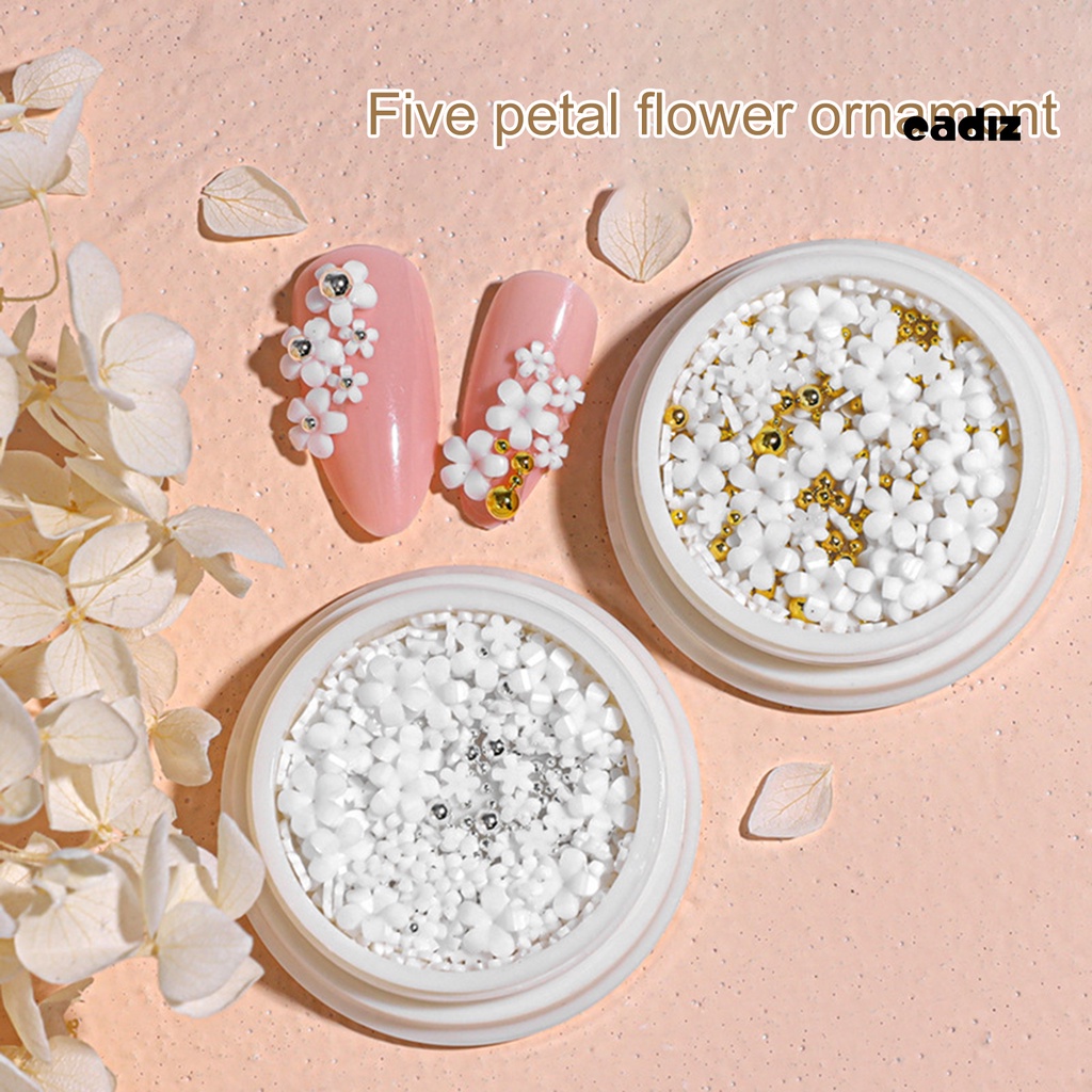 1 Hộp Nhãn Dán Móng Tay CADI 5 Bông Hoa Bằng Nhựa Resin DIY