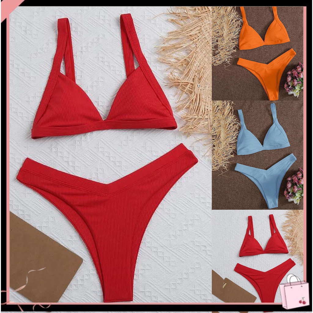 Bộ Đồ Bơi Bikini Có Đệm Mút Màu Trơn Quyến Rũ Dành Cho Nữ