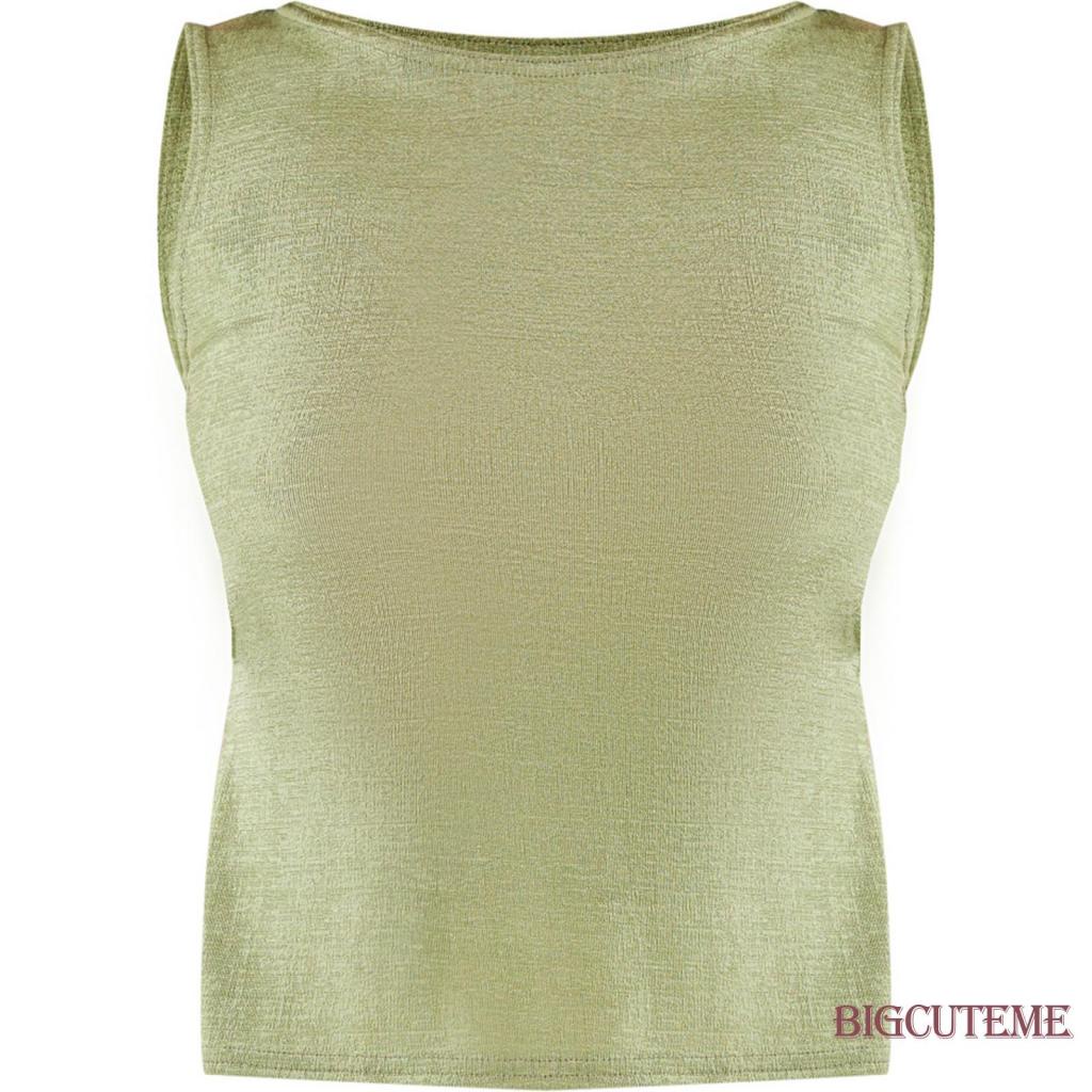 Áo Sát Nách Cổ Tròn Màu Trơn Xẻ Tà Bên Hông Thời Trang Mùa Hè Cho Nữ