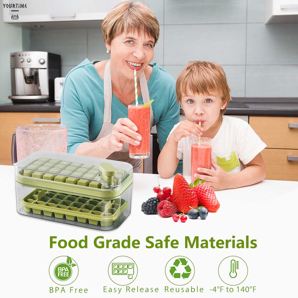 Khuôn Làm Đá Hai Lớp Có Nắp Và Hộp Đựng