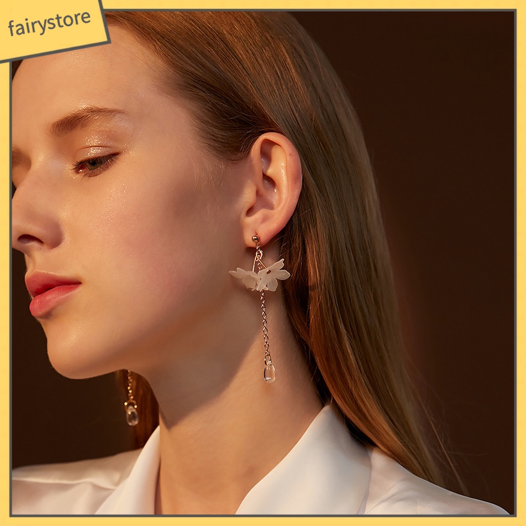 1 Đôi Bông Tai Tua Rua Hình Hoa Pha Lê Không Gây Dị Ứng Handmade Thời Trang Cho Nữ