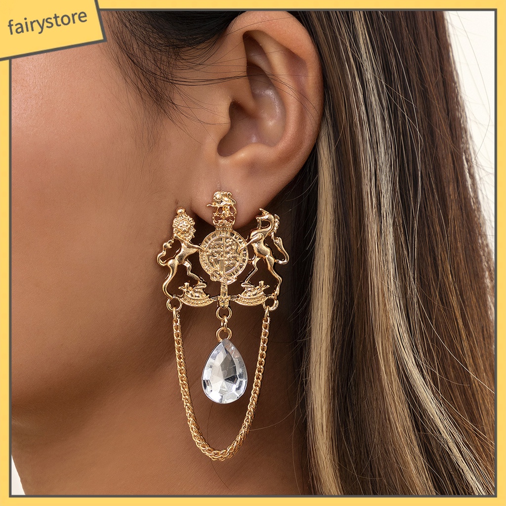 1 Đôi Bông Tai Đính Đá Sáng Bóng Phong Cách Cổ Điển Thời Trang Dành Cho Nữ