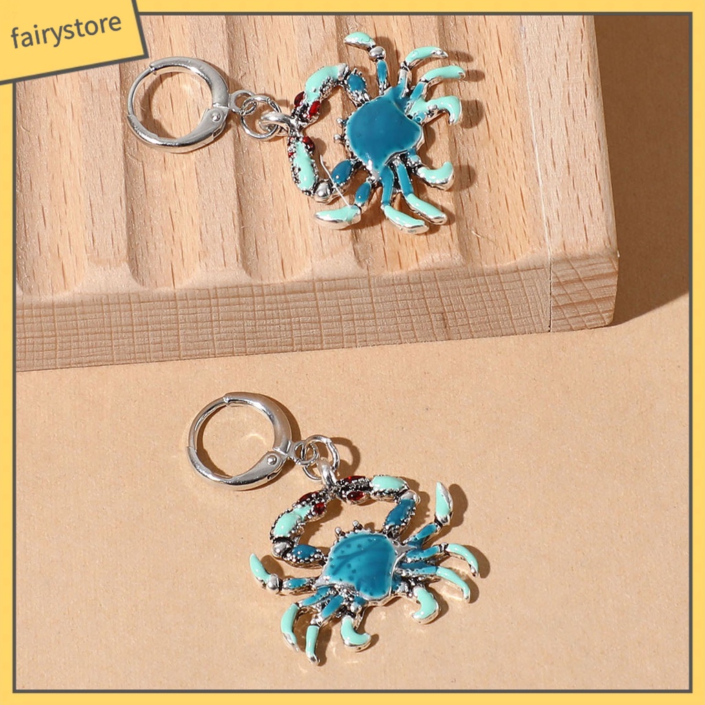 1 Đôi Bông Tai Hình Con Cua Bằng Kim Loại Bóng Đẹp Mắt Dành Cho Nữ