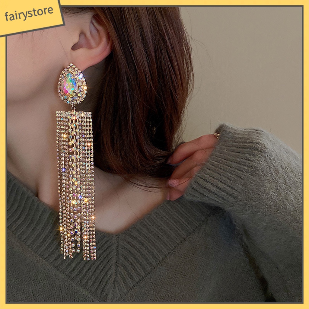 1 Đôi Bông Tai Tua Rua Dáng Dài Ngoại Cỡ Phong Cách Âu Mỹ Thời Trang