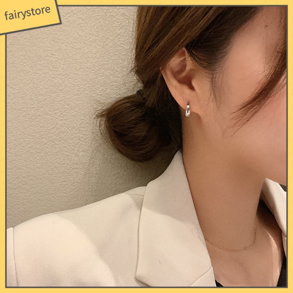 1 Đôi Bông Tai Hình Giọt Nước Dày Mạ Điện Thời Trang Cá Tính