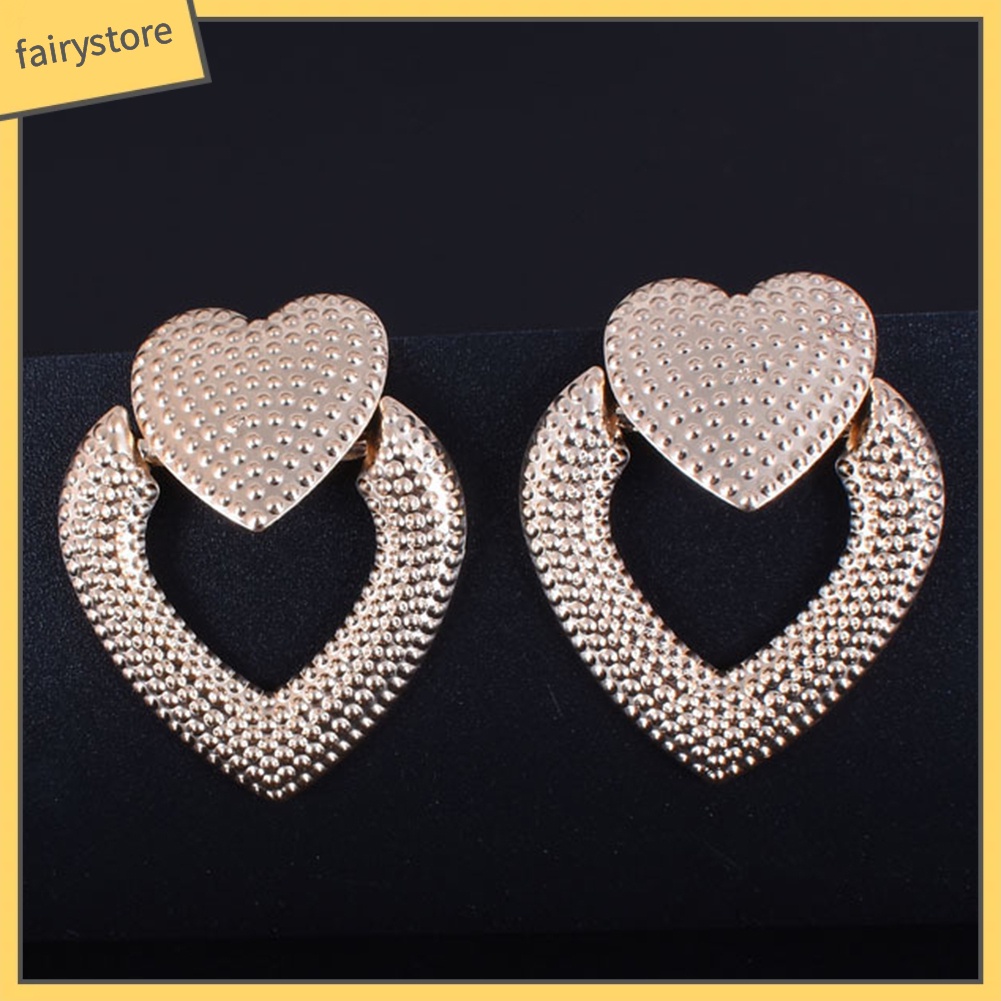 Bông Tai Hình Trái Tim Đôi Bằng Hợp Kim Thanh Lịch Dành Cho Nữ