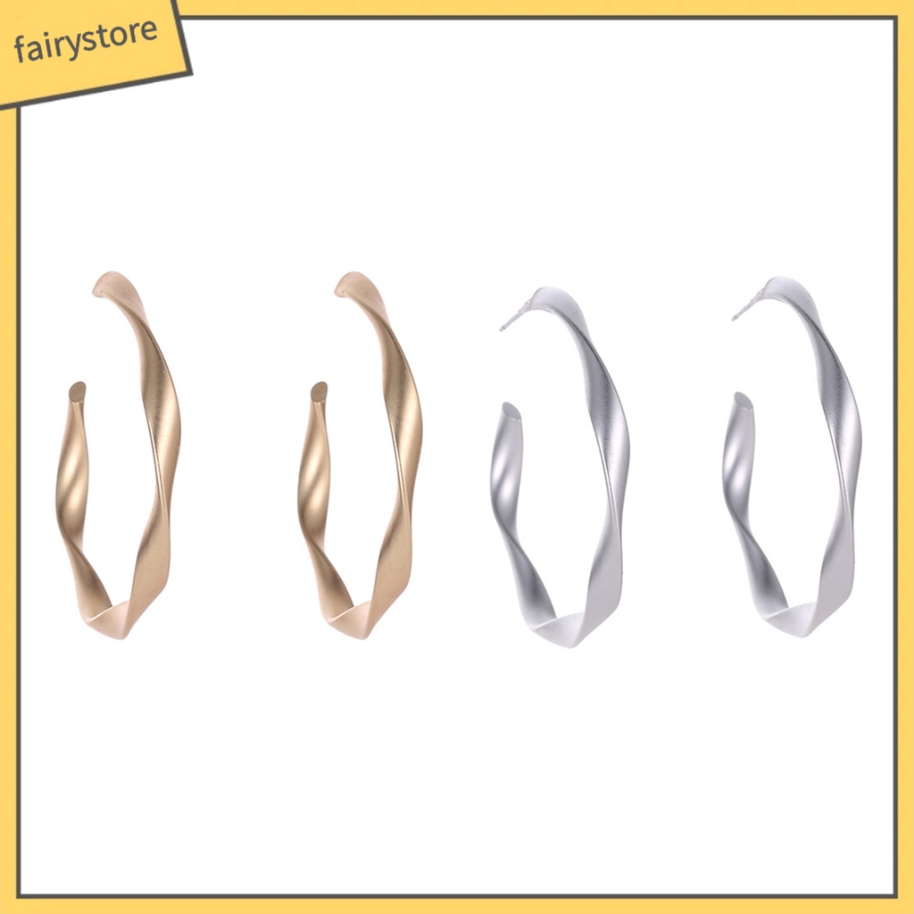 [FRO] Bông Tai Hình Tròn Xoắn Bằng Hợp Kim Mặt Nhám Quyến Rũ Cho Bữa Tiệc