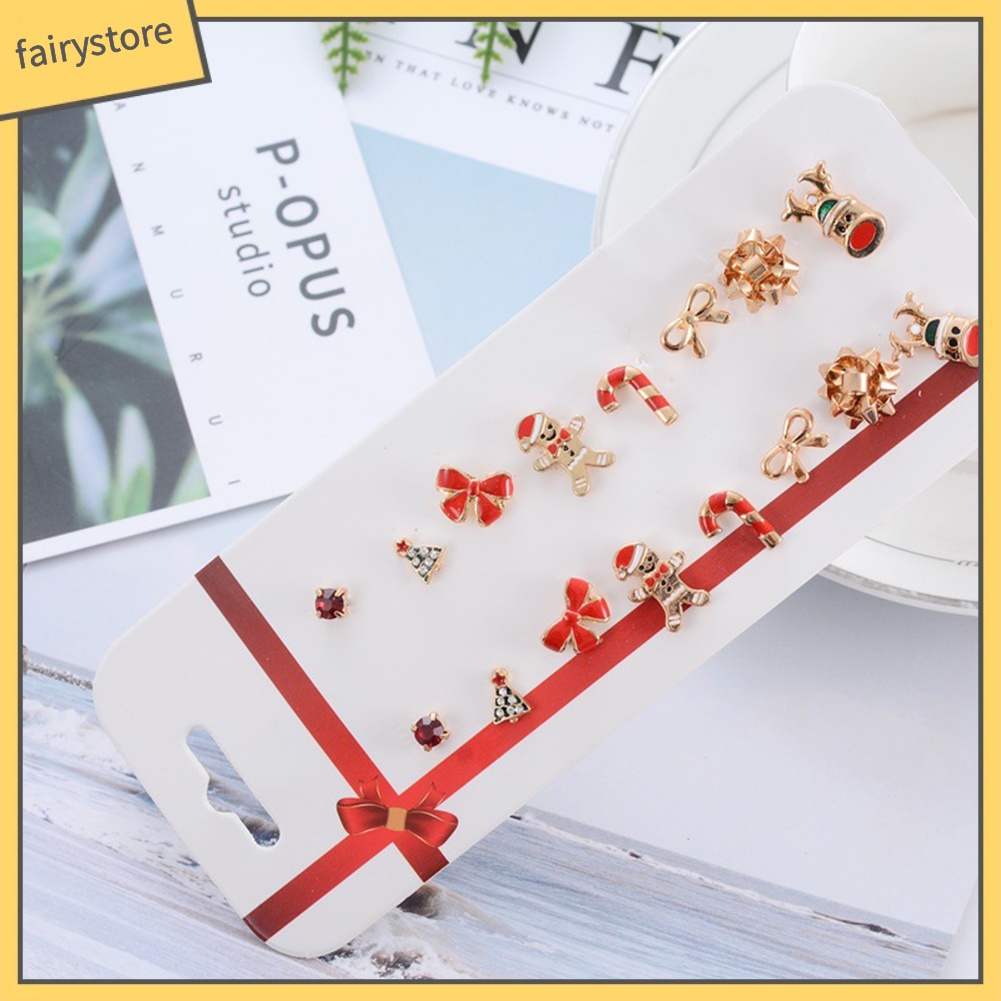 [FRO] Set 8 Đôi Bông Tai Hình Cây Thông Giáng Sinh / Hoa Tuyết / Bánh G