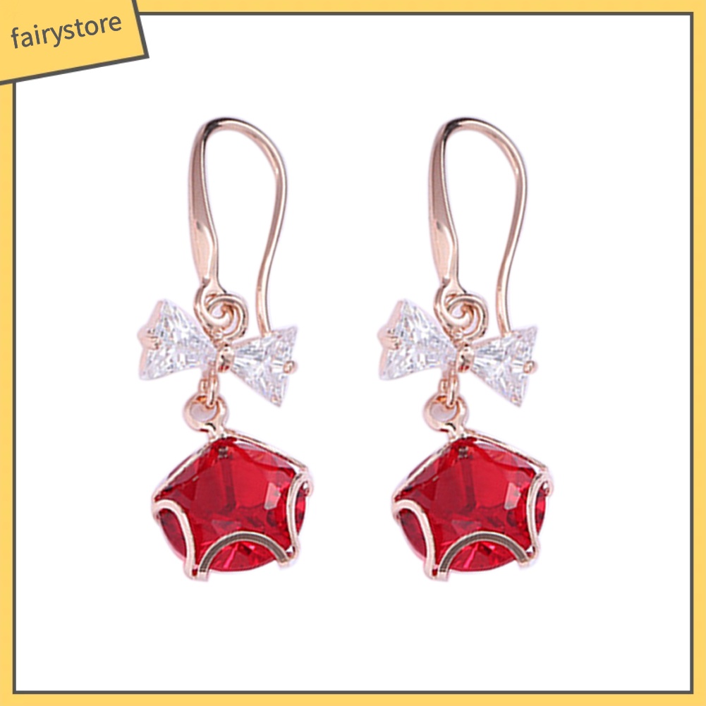 Bông Tai Dáng Dài Hình Nơ Bướm Đính Đá Zirconia Thời Trang Cho Nữ