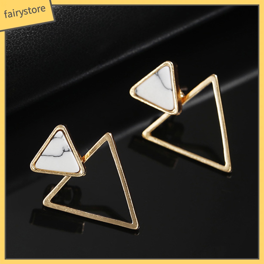 Đôi Bông Tai Hình Tam Giác Đính Đá Thời Trang Cho Nữ