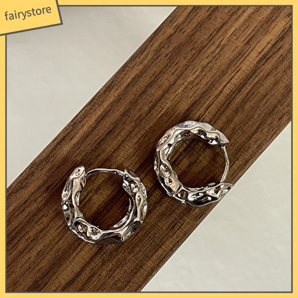 1 Đôi Bông Tai Hình Tròn Bằng Kim Loại Phong Cách Vintage Dành Cho Nữ