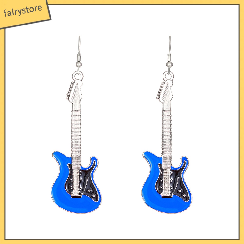[FRO] 1 Đôi Bông Tai Thời Trang Bắt Sáng Tốt Hình Đàn Guitar Điện Bằng Hợp Kim Tinh Tế Sang Trọng Cho Nữ