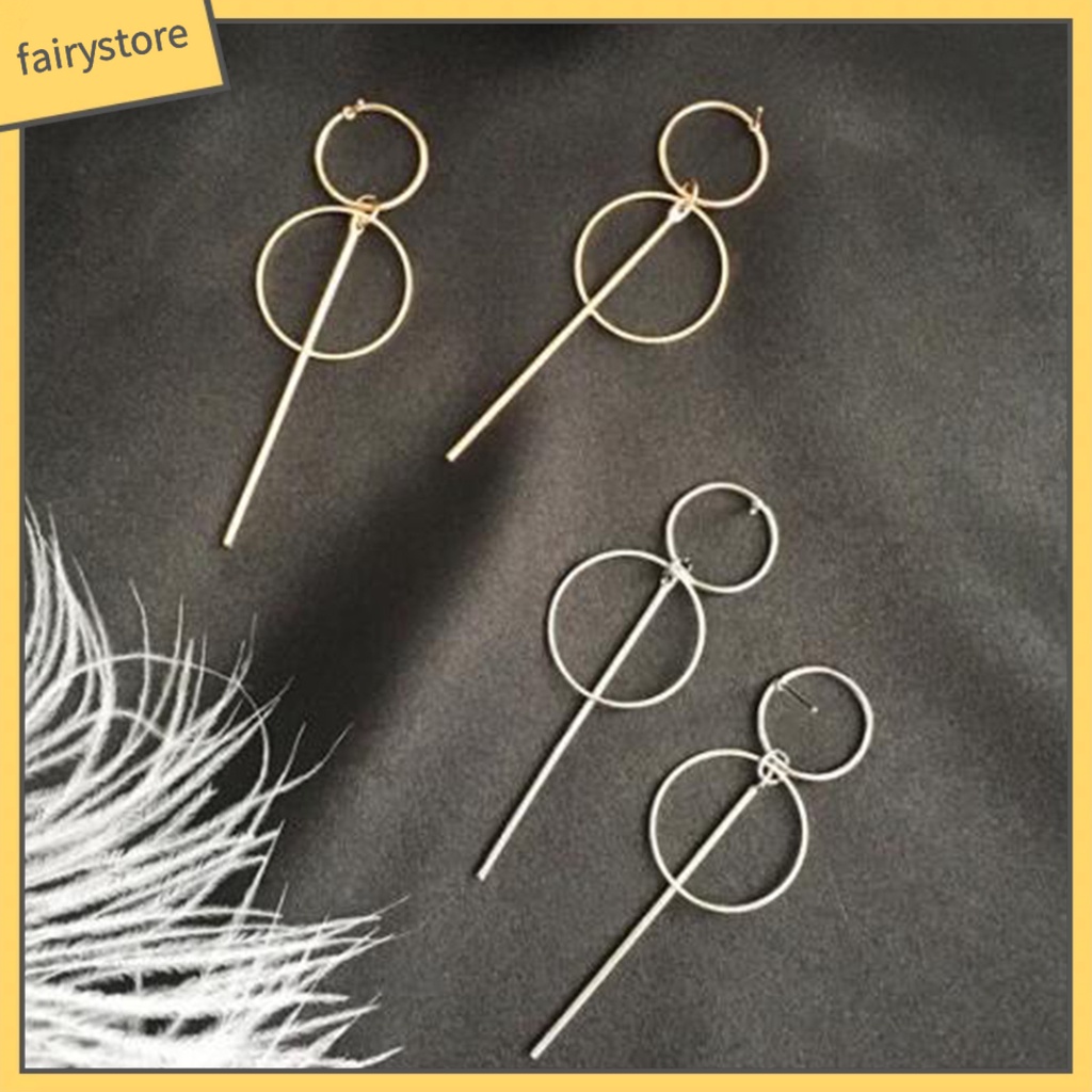 Bông Tai Hình Tròn Phối Tua Rua Dáng Dài Bằng Hợp Kim Thời Trang Dự Tiệc Cho Nữ