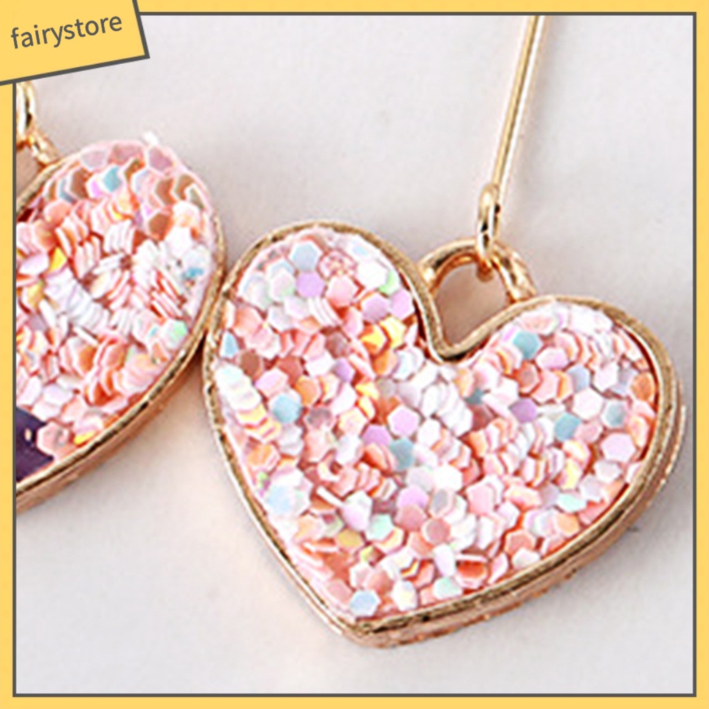 1 Đôi Bông Tai Dài Hình Trái Tim Đính Đá Zircon Bằng Hợp Kim Dành Cho Ngày Valentine