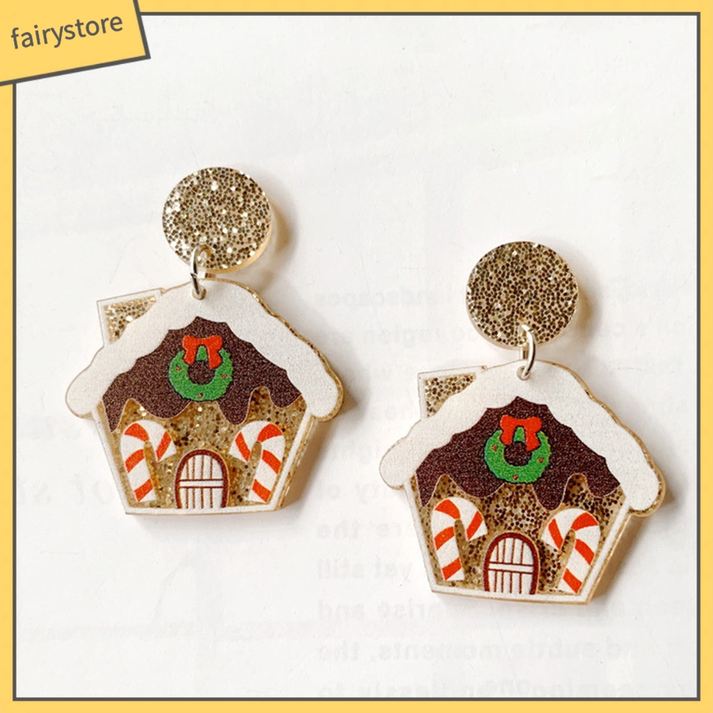 1 Cặp Bông Tai Họa Tiết Giáng Sinh Lấp Lánh Dễ Phối Đồ Dành Cho Nữ