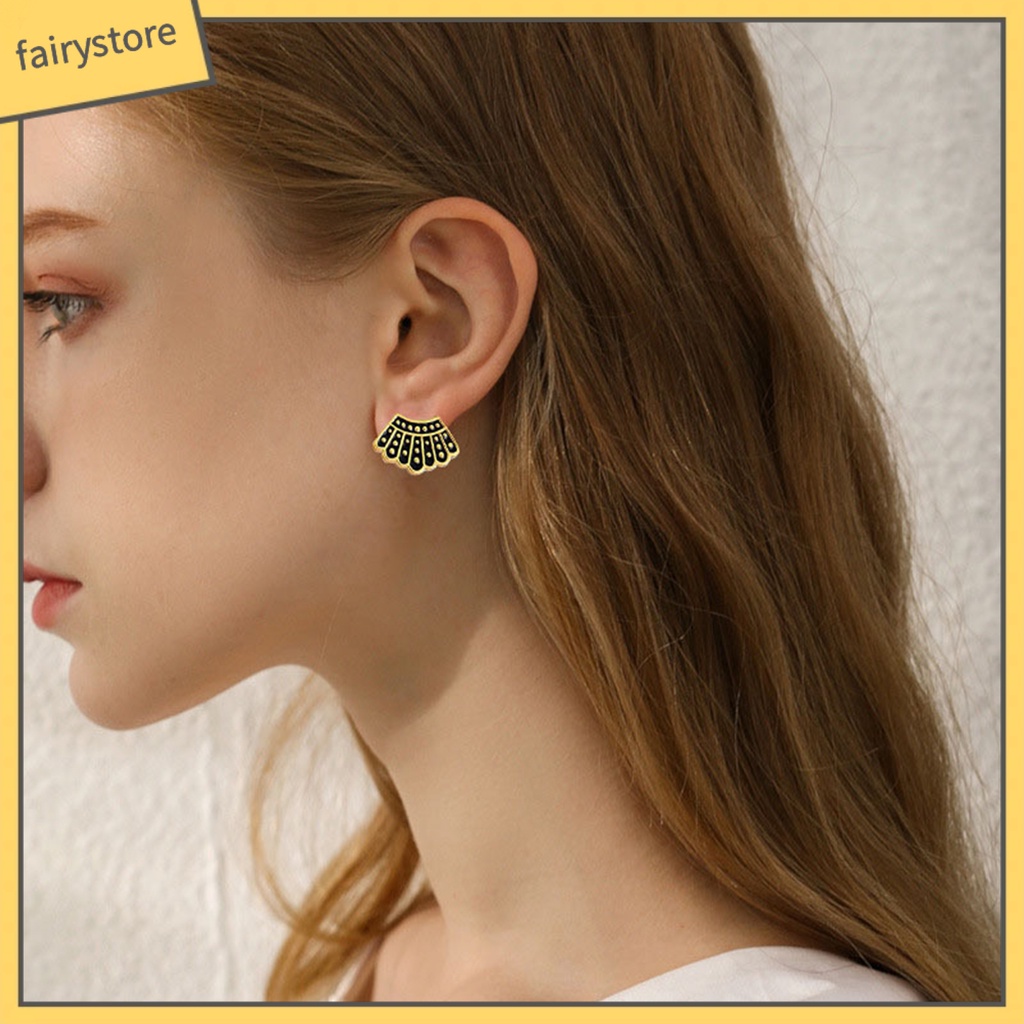 1 Đôi Bông Tai Hình Quạt Thời Trang Dành Cho Nữ