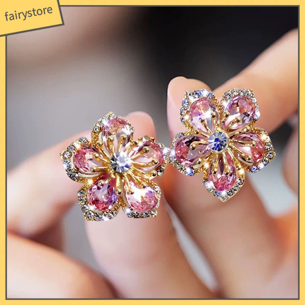 1 Đôi Bông Tai Hình Hoa Bằng Hợp Kim Lâu Trôi Quyến Rũ Dành Cho Nữ