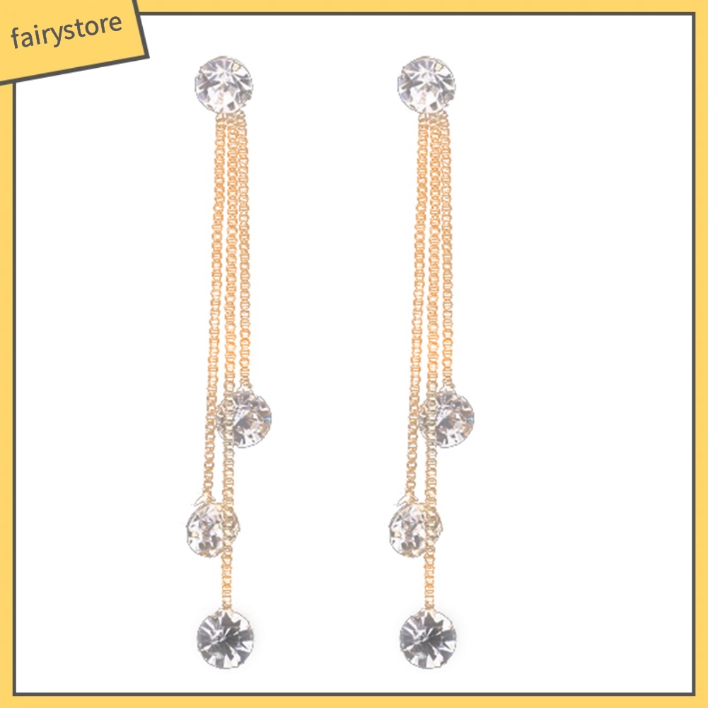 Bông Tai Dáng Dài Đính Đá Lấp Lánh Thời Trang