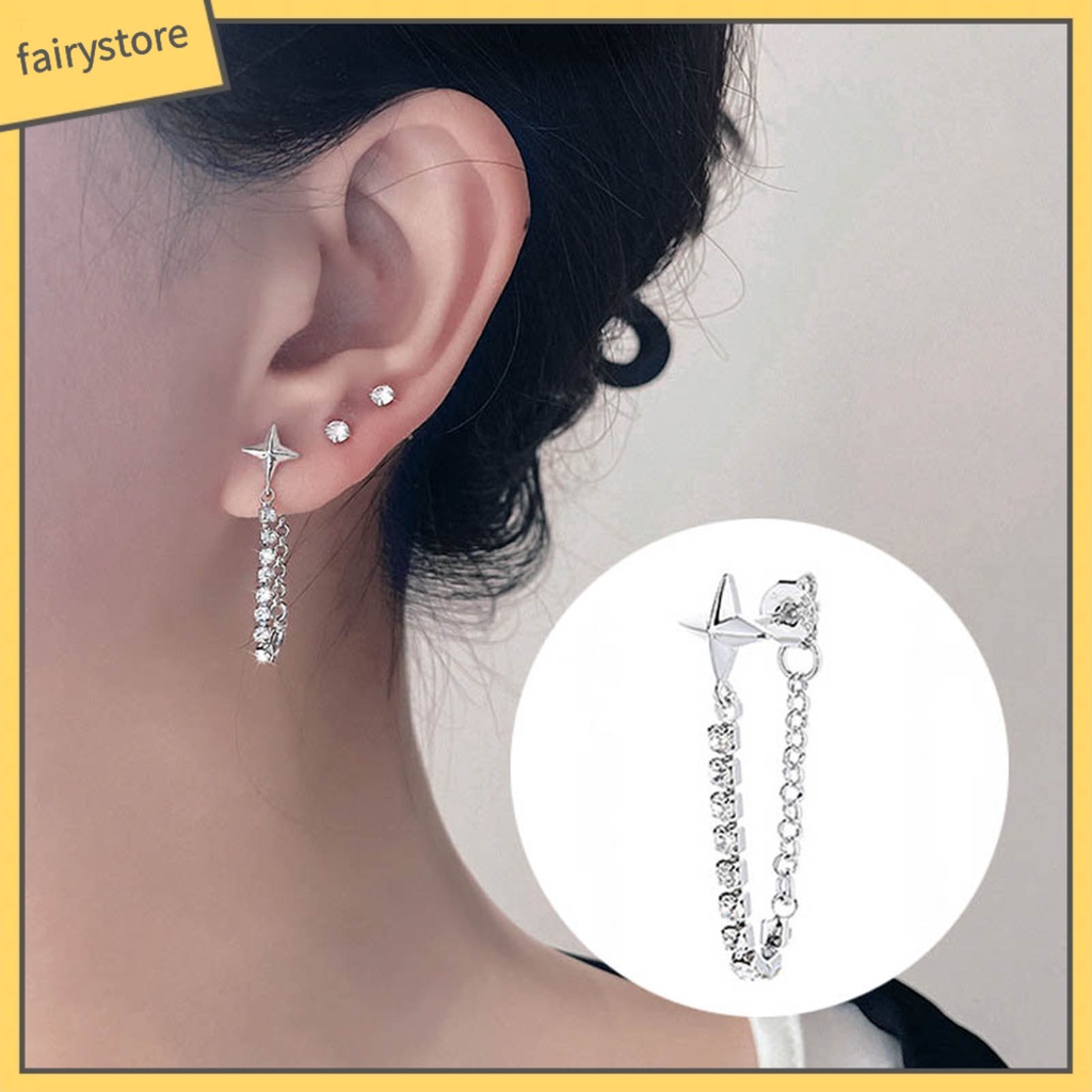 1 Đôi Bông Tai Hình Ngôi Sao Đính Đá Lấp Lánh Thời Trang Dành Cho Nữ