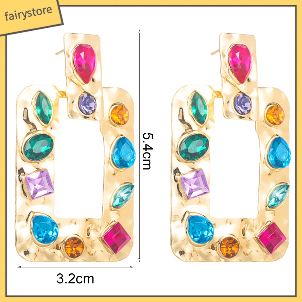 1 Đôi Bông Tai Đính Đá Sang Trọng Phong Cách Vintage