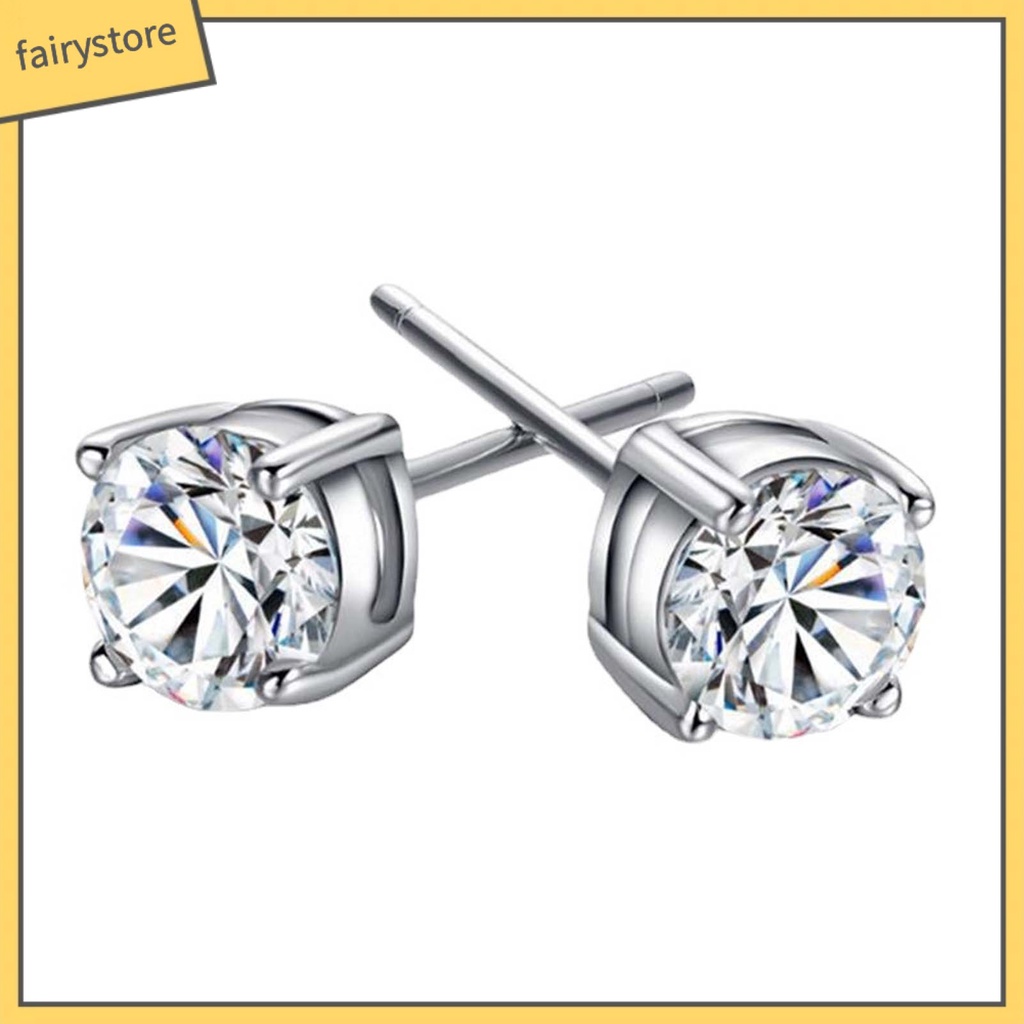 1 Đôi Bông Tai Hình Học Đính Đá Phong Cách Hàn Quốc Thời Trang