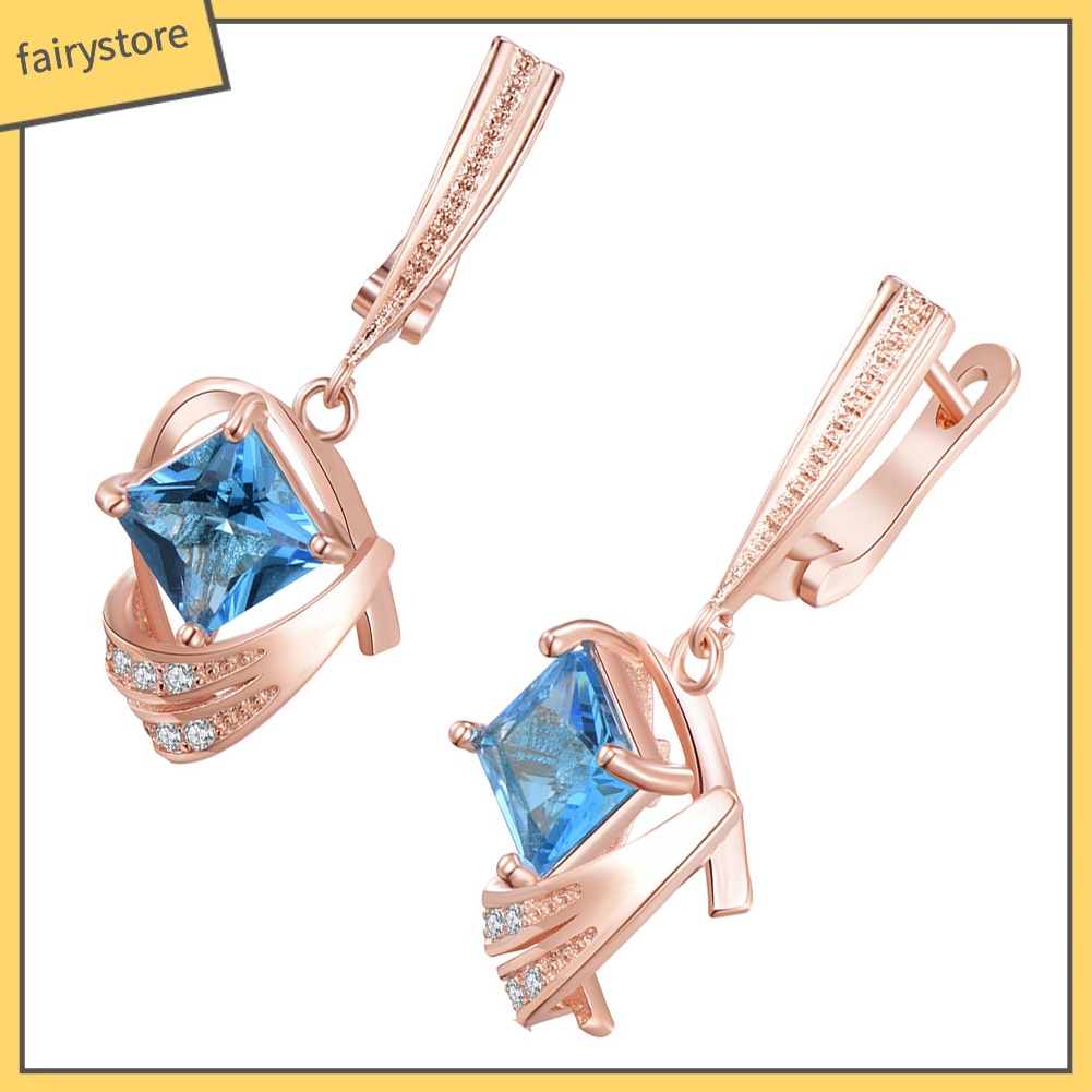 Khuyên Tai Dáng Dài Đính Đá Hình Vuông Thời Trang Cho Nữ